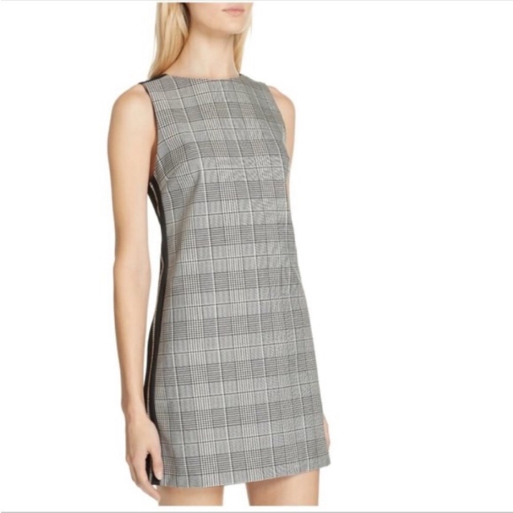 ALICE + OLIVIA Clyde Black & White Plaid Mini Shift Dress